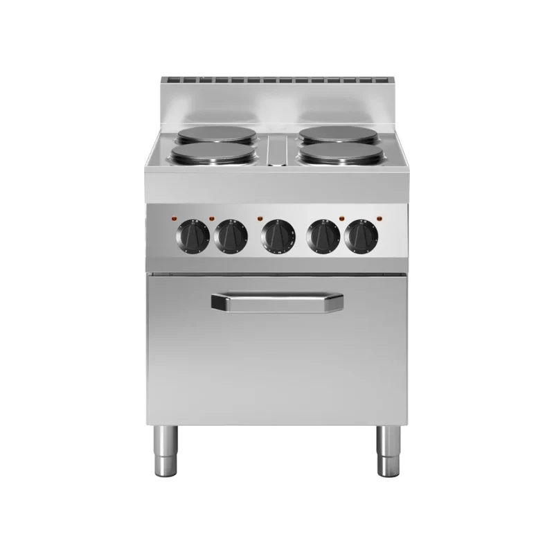 Fourneau 4 feux vifs sur four électrique à convection 700x650x850 14,36kW