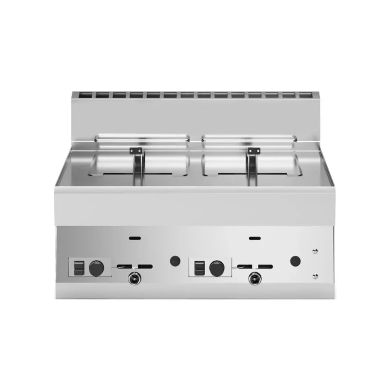 Friteuse à gaz 2 cuves de 8 litres à poser 700x650x300 13,6kW