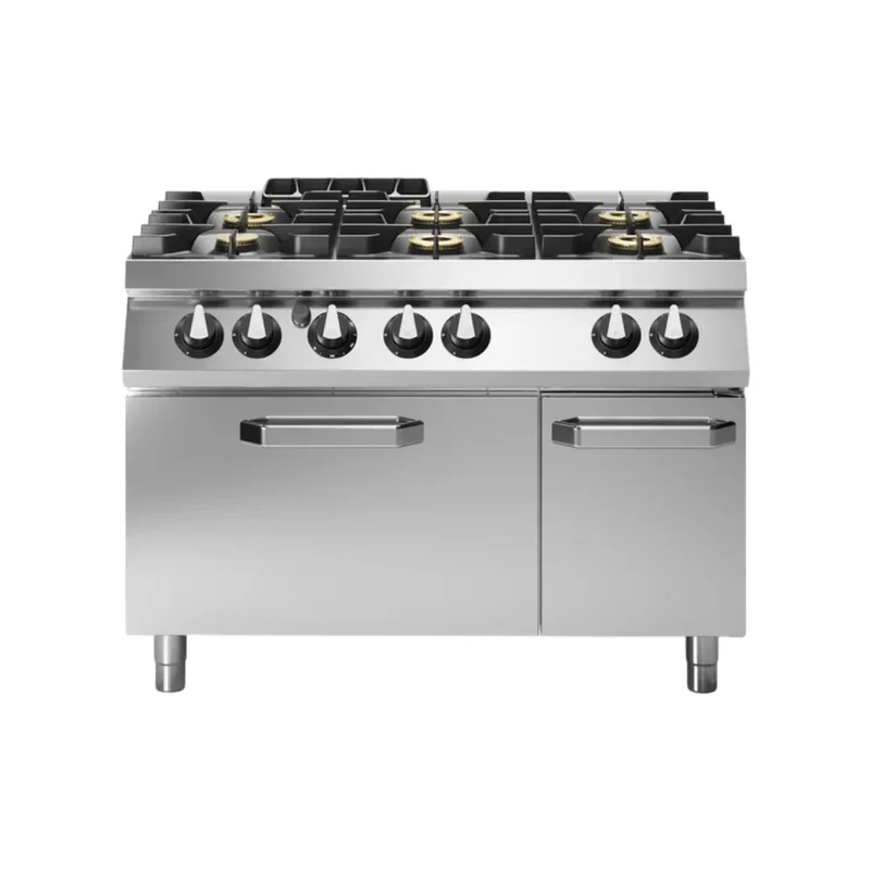 Fourneau 6 feux sur four gaz – 41,5 kW Gaz – 1200x730x870mm