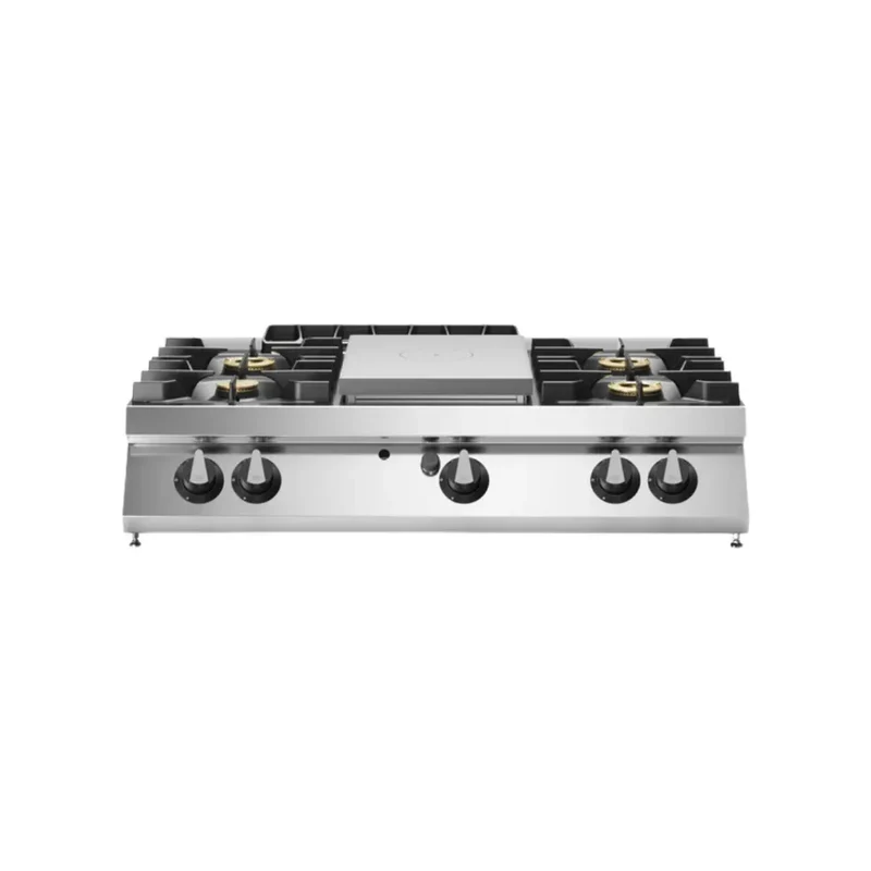 Fourneau 4 feux + plaque coup-de-feu à poser – 27,5 kW Gaz – 1200x730x280mm