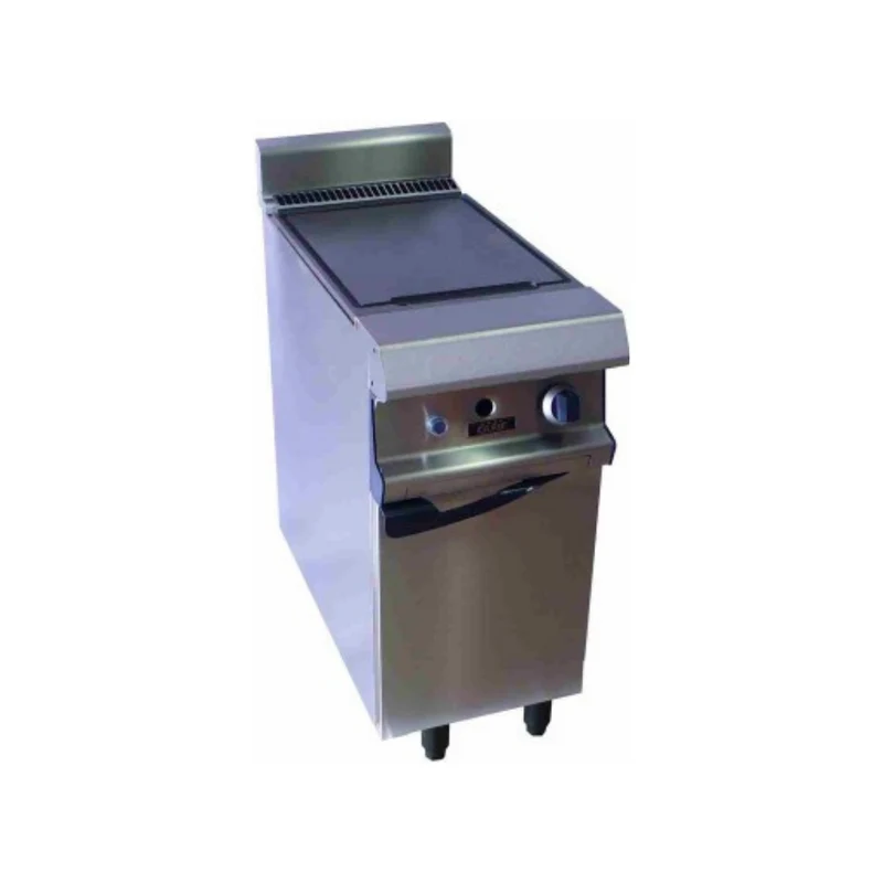 Plancha fonte lisse gaz sur meuble ouvert