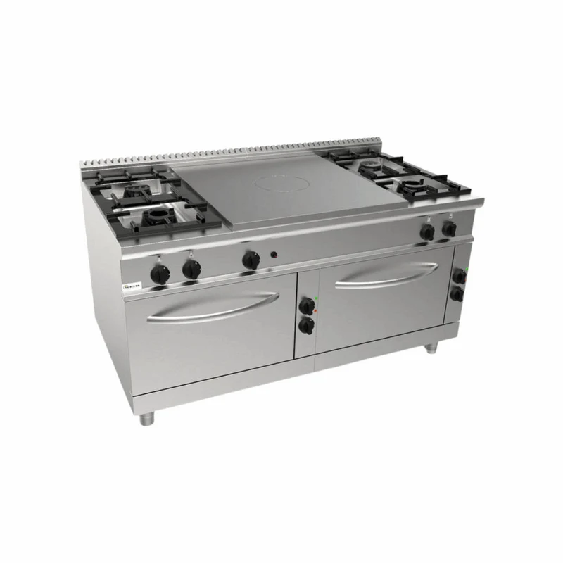 Cuisinière gaz 4 feux + plaque coup de feu à gaz