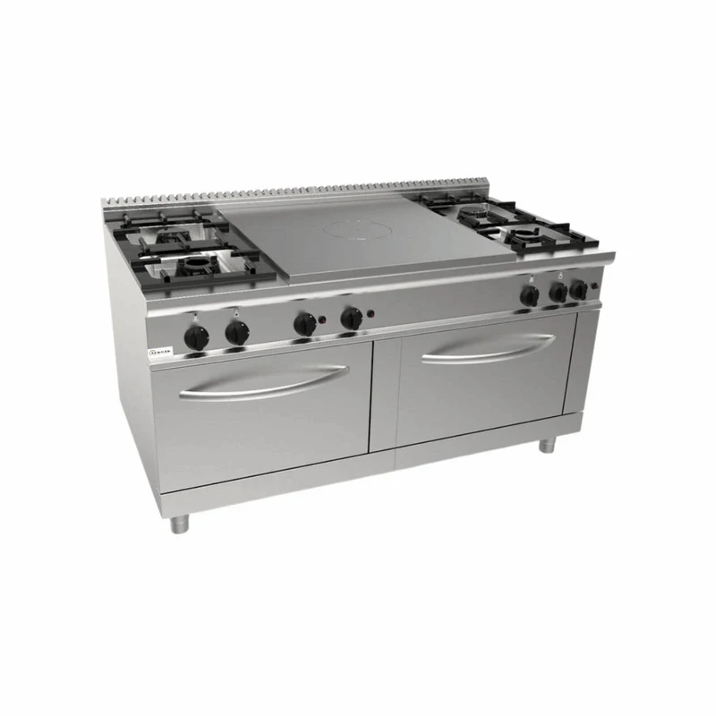Cuisinière gaz 4 feux + plaque coup de feu