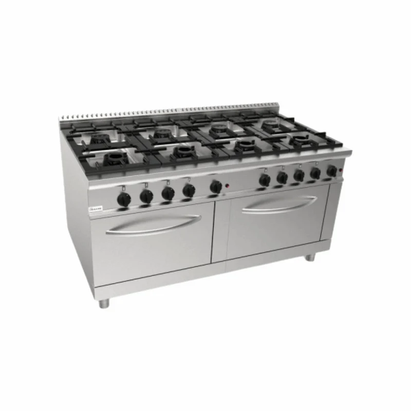 Cuisinière à gaz 8 feux sur 2 fours électriques
