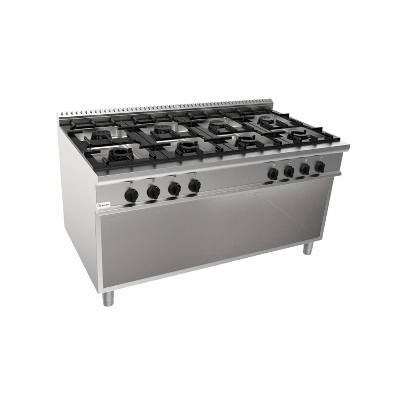 Cuisinière à gaz 8 feux sur meuble ouvert