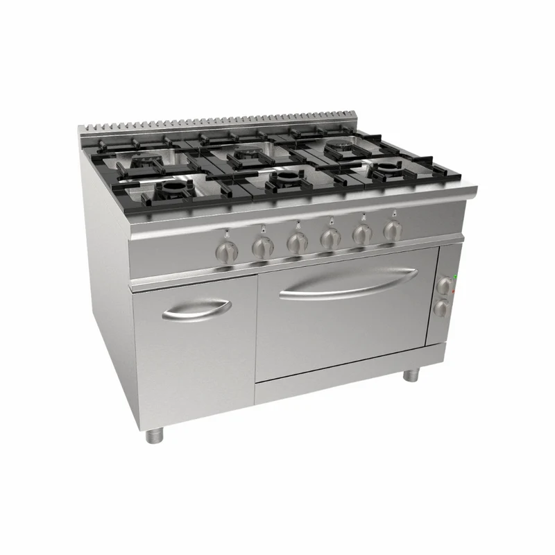 Cuisinière à gaz 6 feux sur four électrique