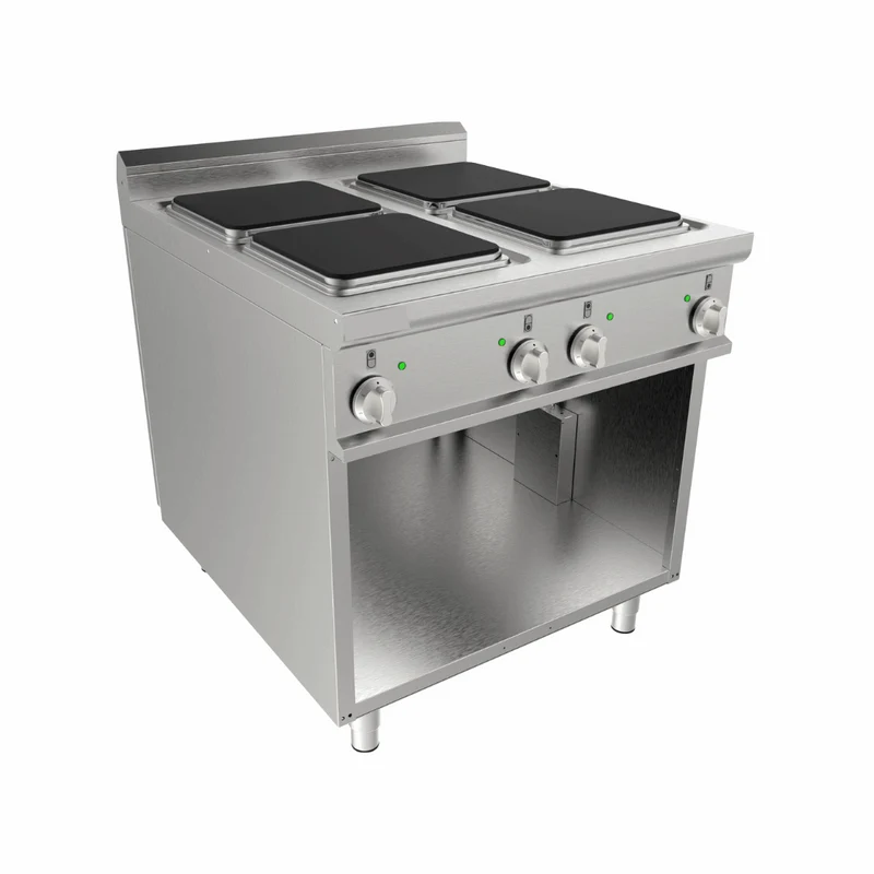 Cuisinière électrique 4 feux sur meuble ouvert
