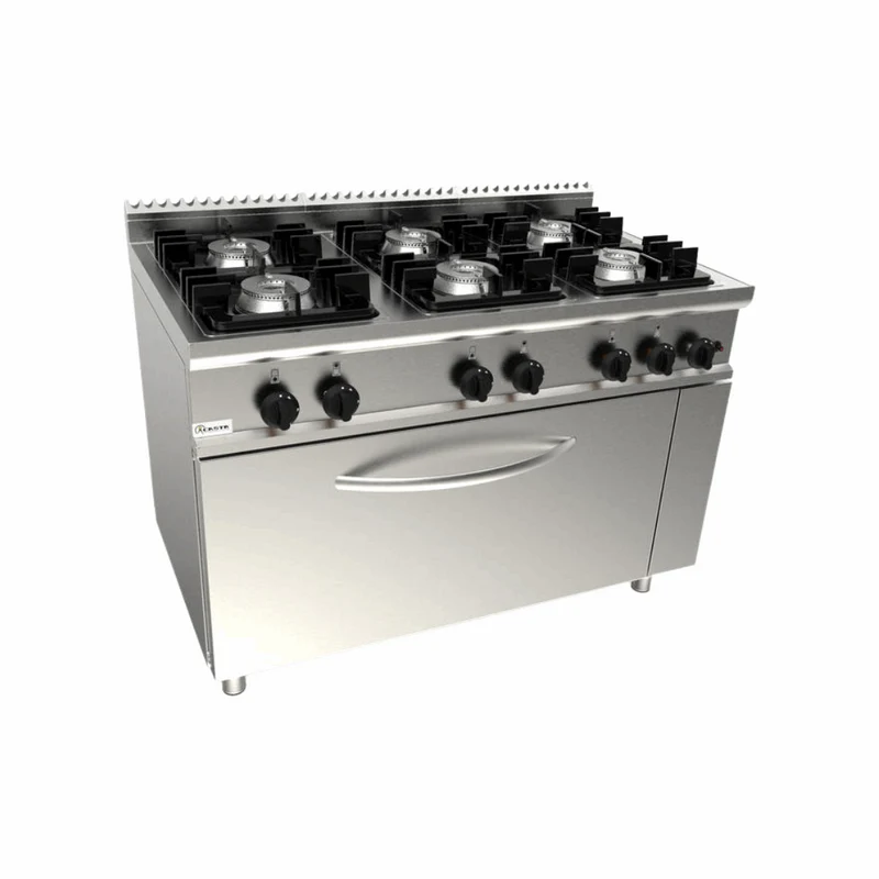 Cuisinière à gaz 6 feux sur grand four