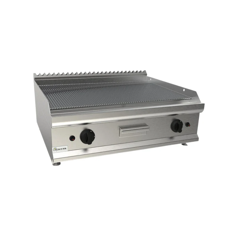 Plancha électrique rainurée chromée à poser
