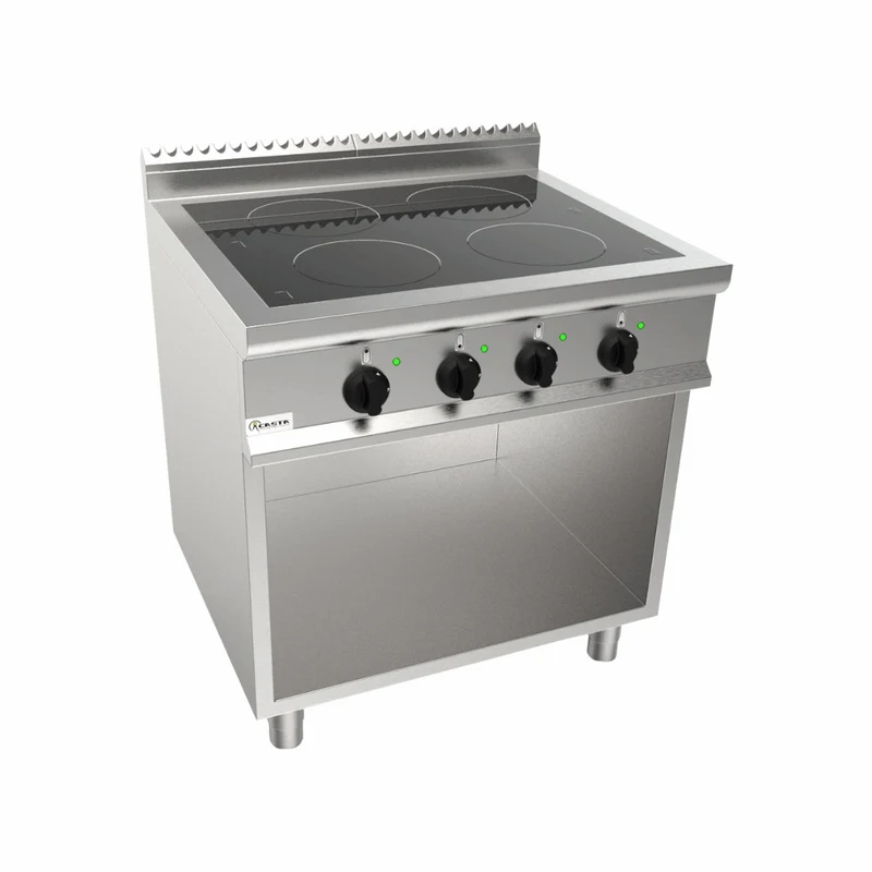Cuisinière à induction 4 feux sur meuble ouvert