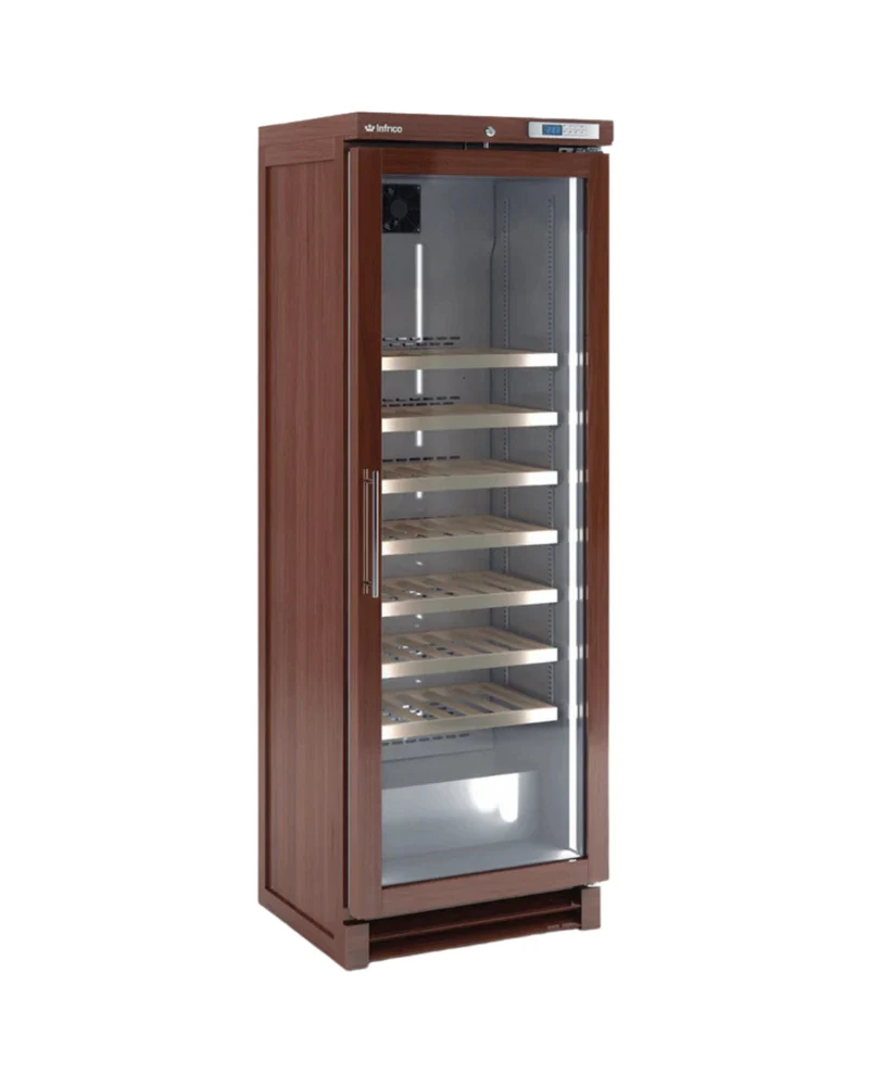Armoire à vin bois réfrigérée positive 1 porte vitrée